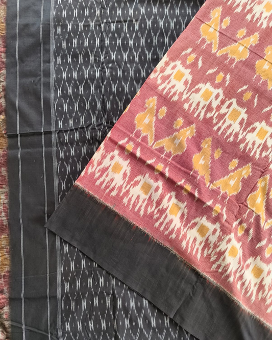 Brick Red Ikkat Handloom Cotton