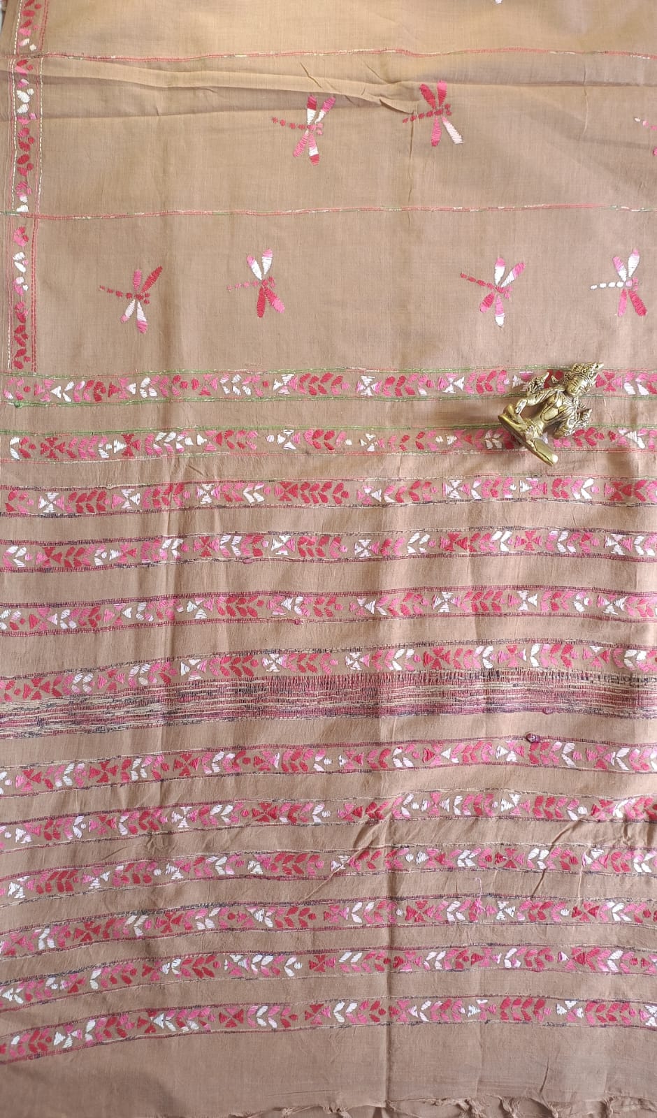 Khadi Cotton Kantha work Saree