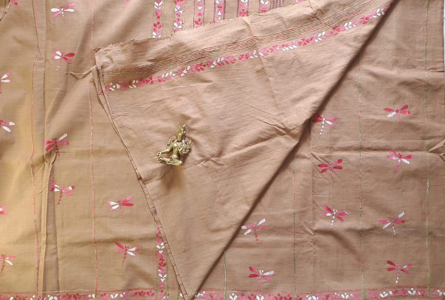Khadi Cotton Kantha work Saree