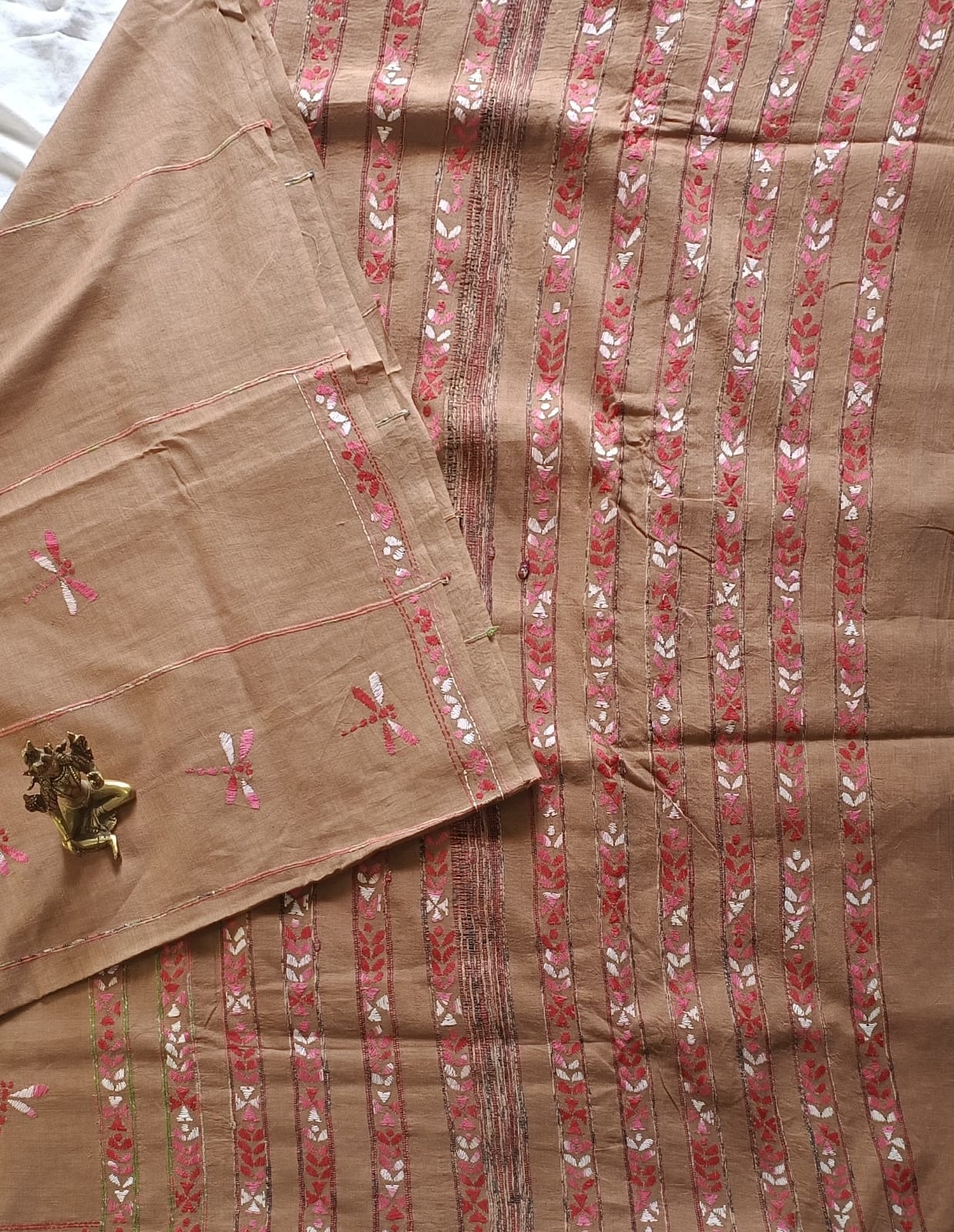 Khadi Cotton Kantha work Saree