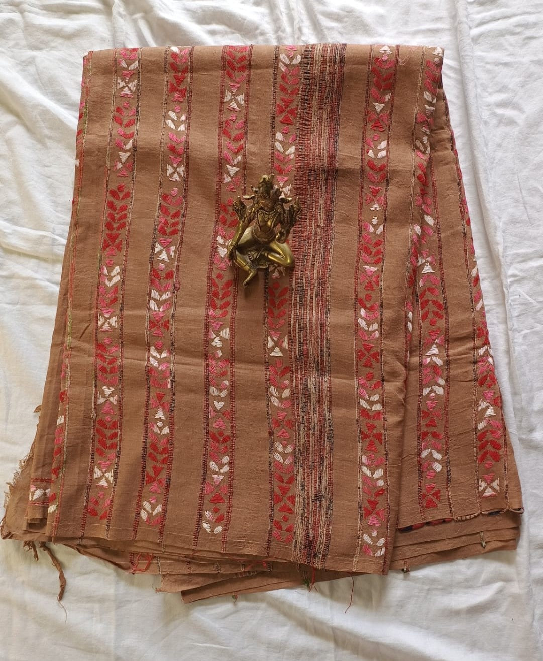 Khadi Cotton Kantha work Saree