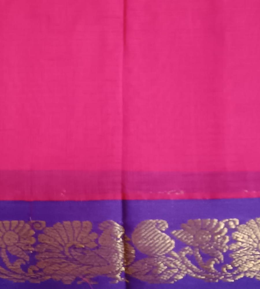 Bright Pink Gadwal Handloom Cotton Saree