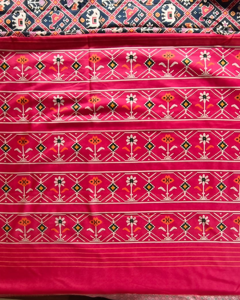 Dark Blue Patola Pattern Art silk