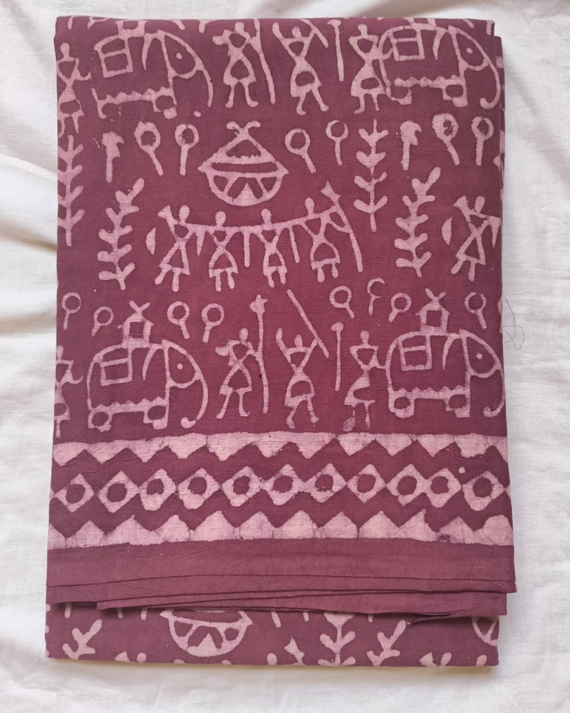 Dusty Mauve Bagru Print Mul Cotton