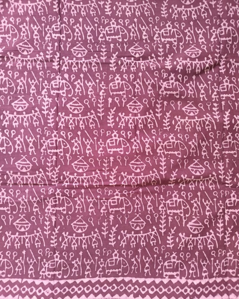 Dusty Mauve Bagru Print Mul Cotton