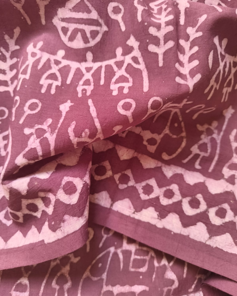 Dusty Mauve Bagru Print Mul Cotton
