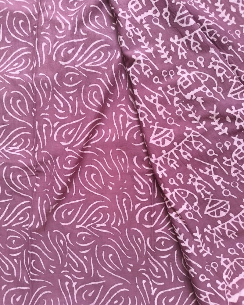 Dusty Mauve Bagru Print Mul Cotton