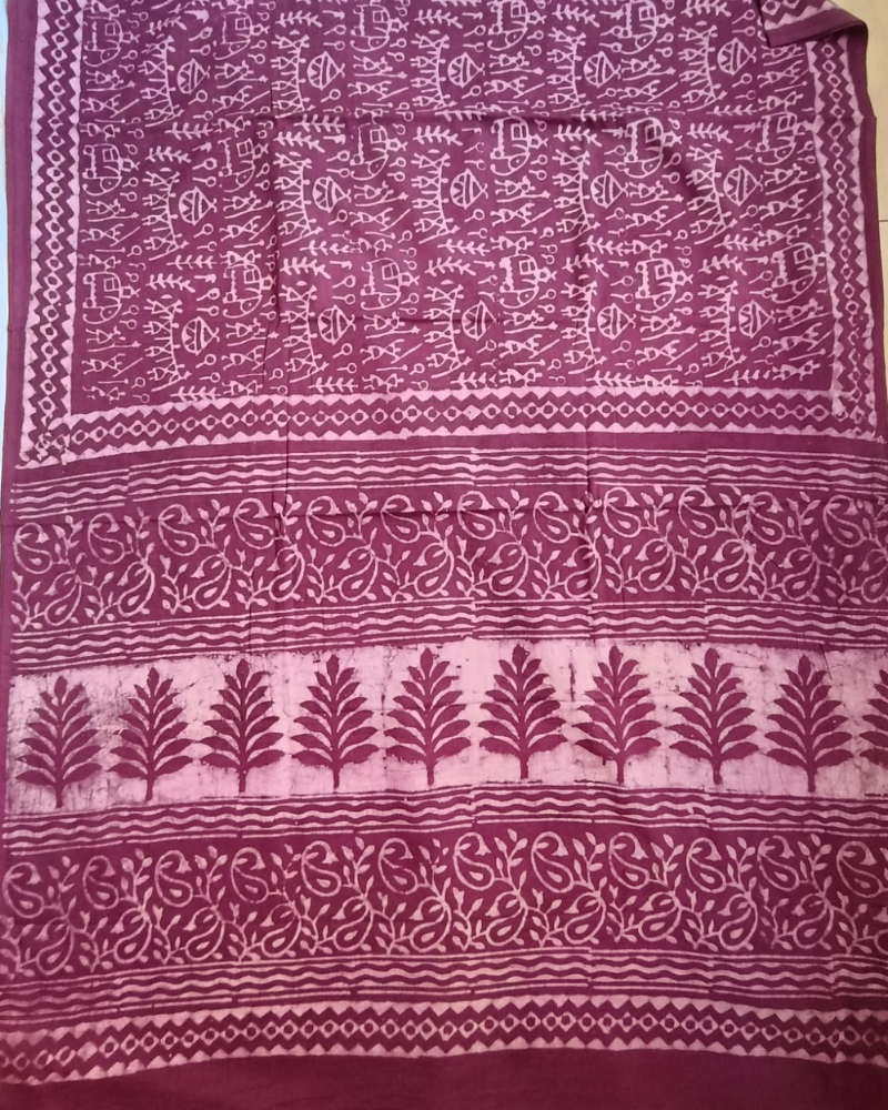 Dusty Mauve Bagru Print Mul Cotton