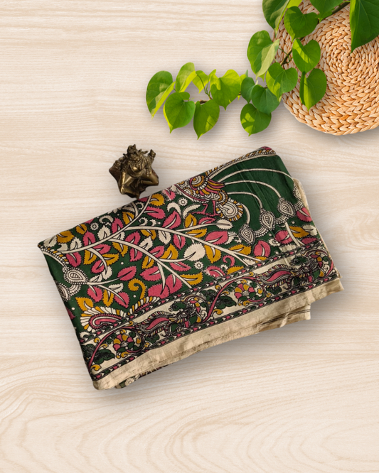 Green Kalamkari Chennur silk