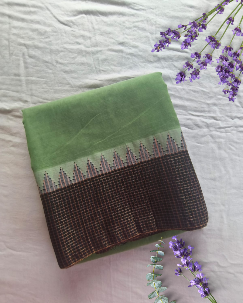 Green Fancy Border Gadwal Handloom Cotton
