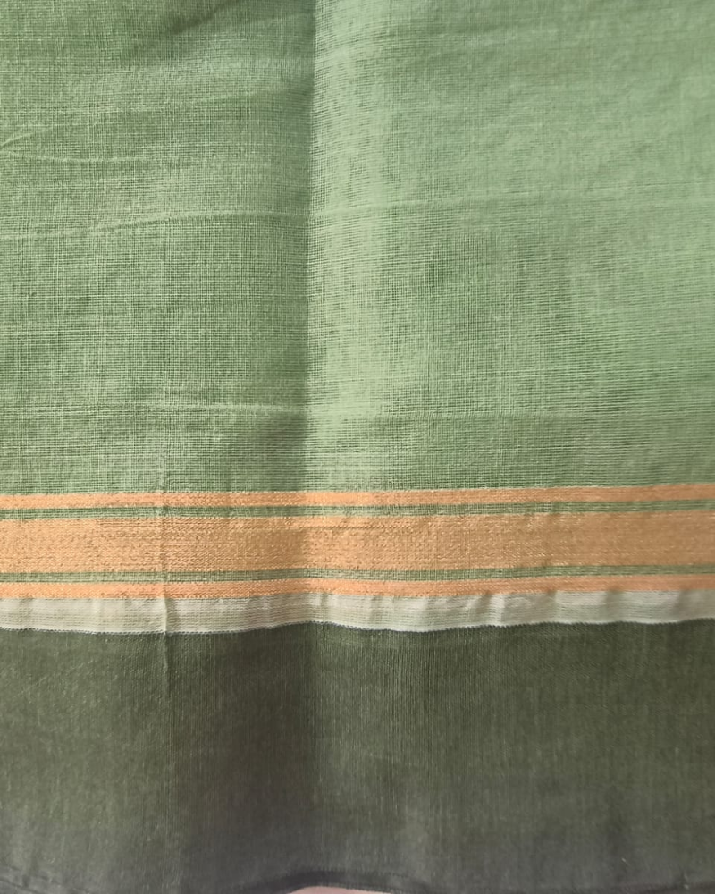 Green Fancy Border Gadwal Handloom Cotton