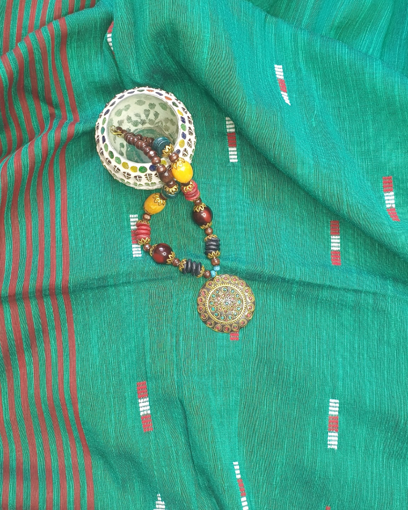 Handloom Green Mul Cotton Saree