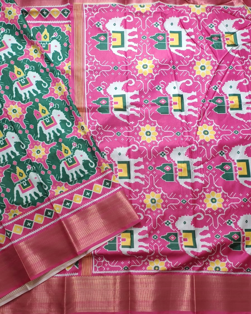 Green Patola Pattern Art silk