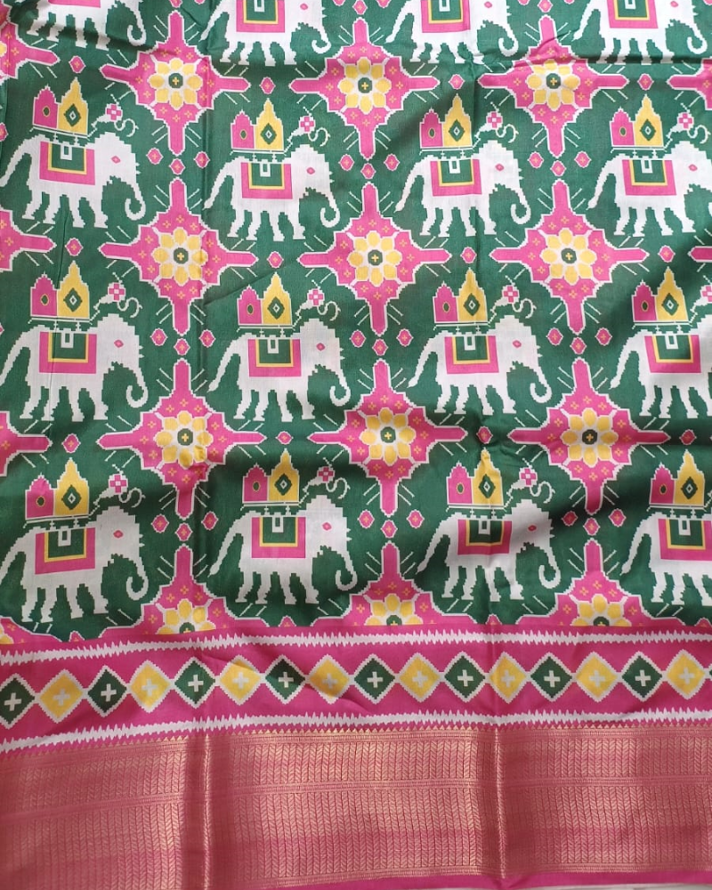 Green Patola Pattern Art silk