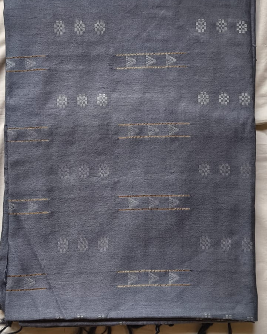 Grey Bhagalpur Blended Silk with Cotton