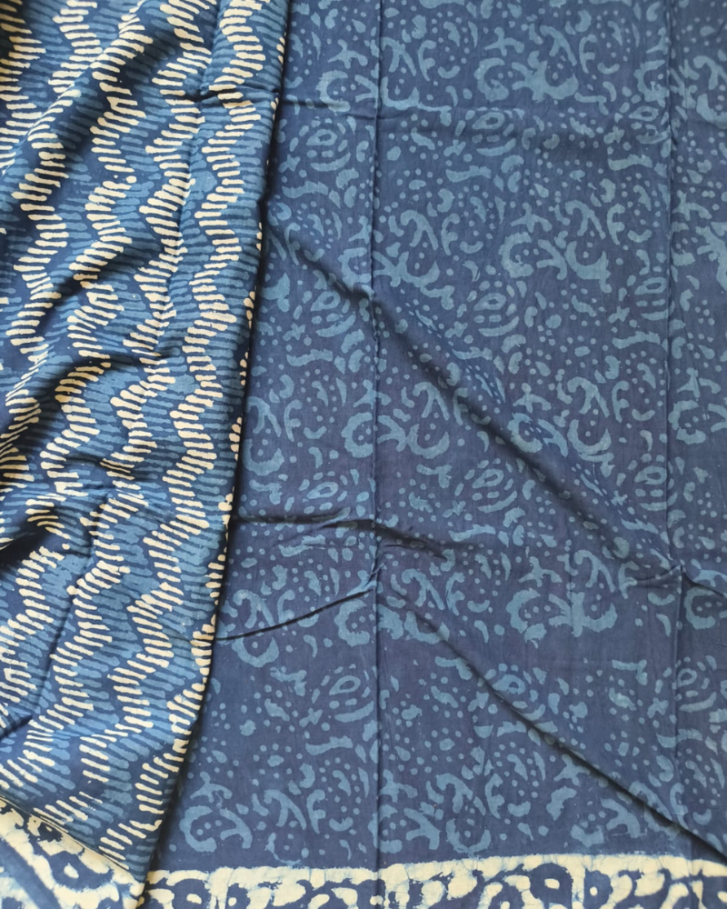 Indigo Bagru Print Mul Cotton