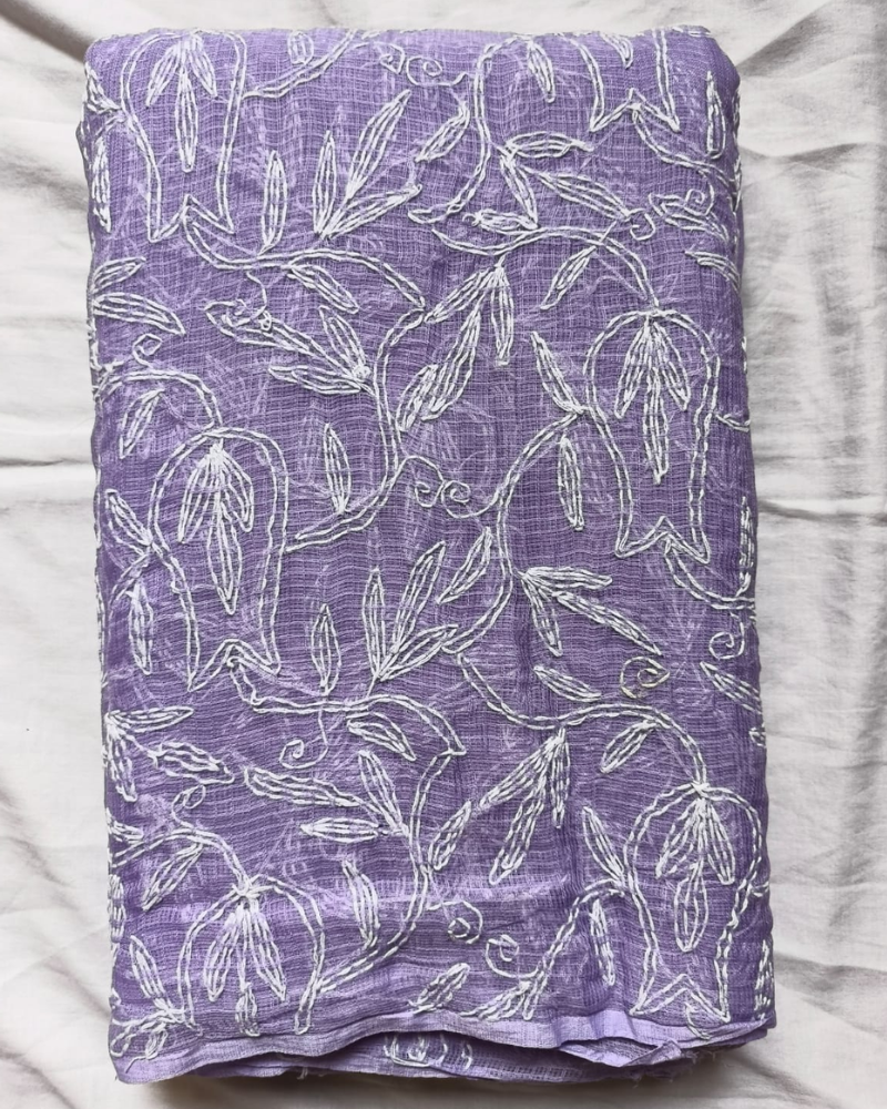 Lavender Chikankari Kota Cotton