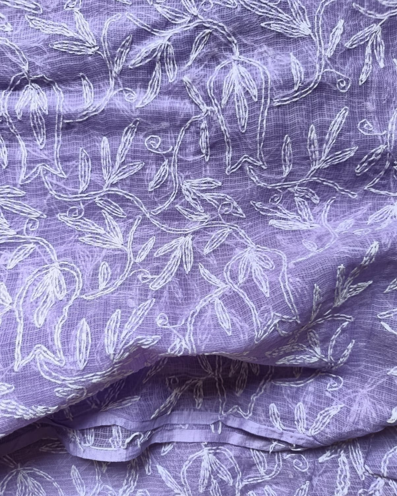 Lavender Chikankari Kota Cotton