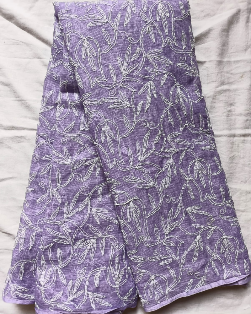 Lavender Chikankari Kota Cotton