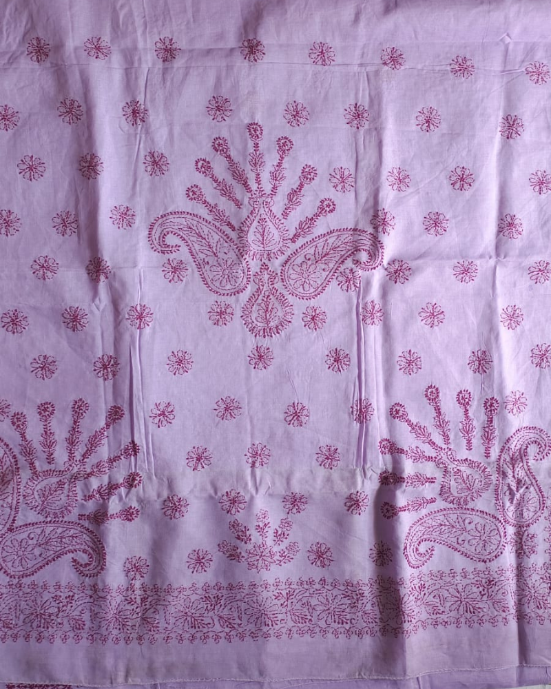 Lavender Cotton Chikankari work saree
