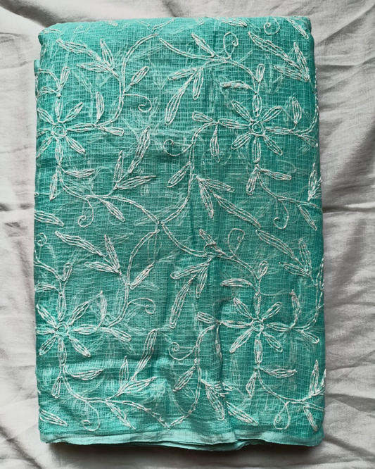 Blue Tepchi Chikankari Kota Cotton