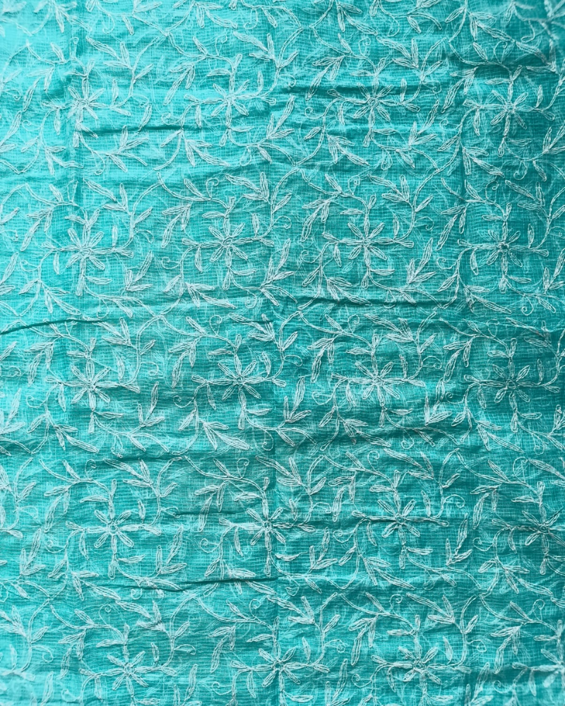 Blue Tepchi Chikankari Kota Cotton