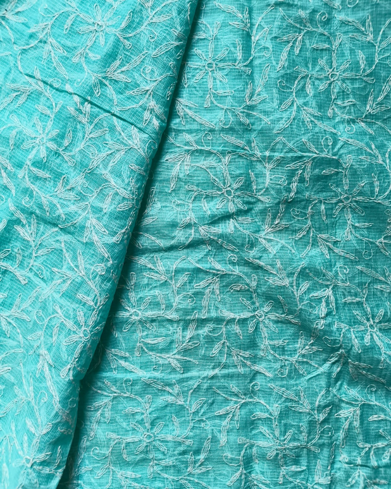 Blue Tepchi Chikankari Kota Cotton