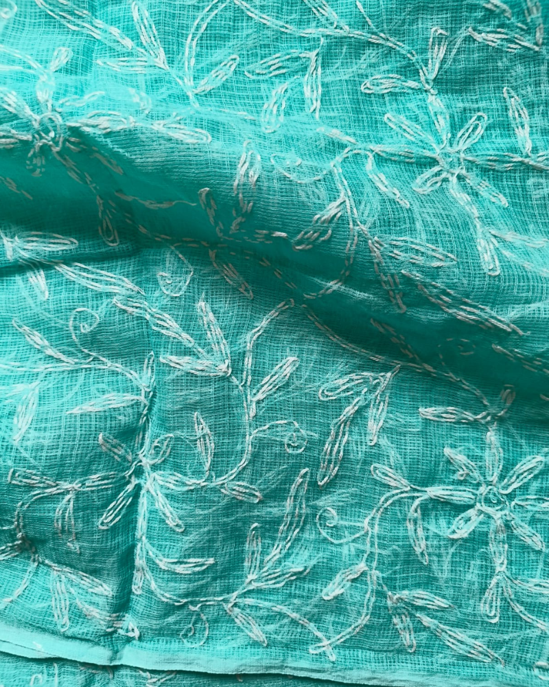 Blue Tepchi Chikankari Kota Cotton