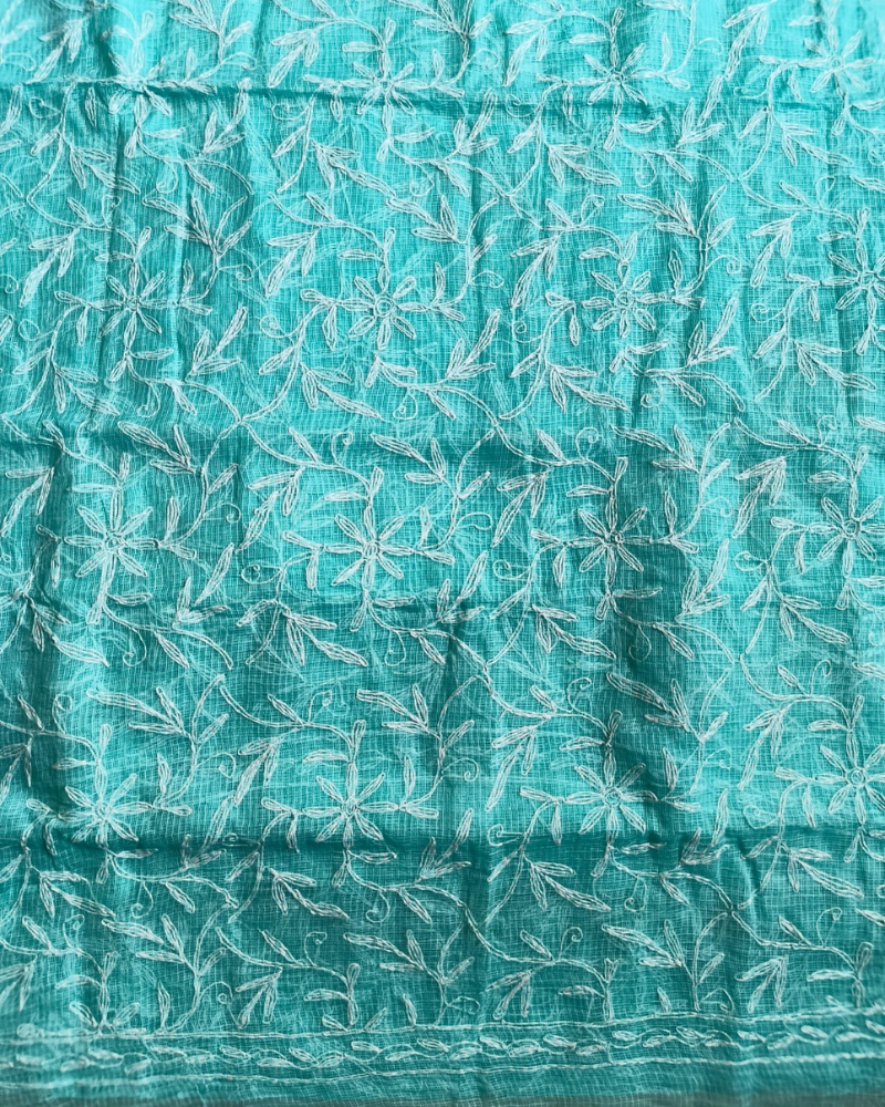 Blue Tepchi Chikankari Kota Cotton
