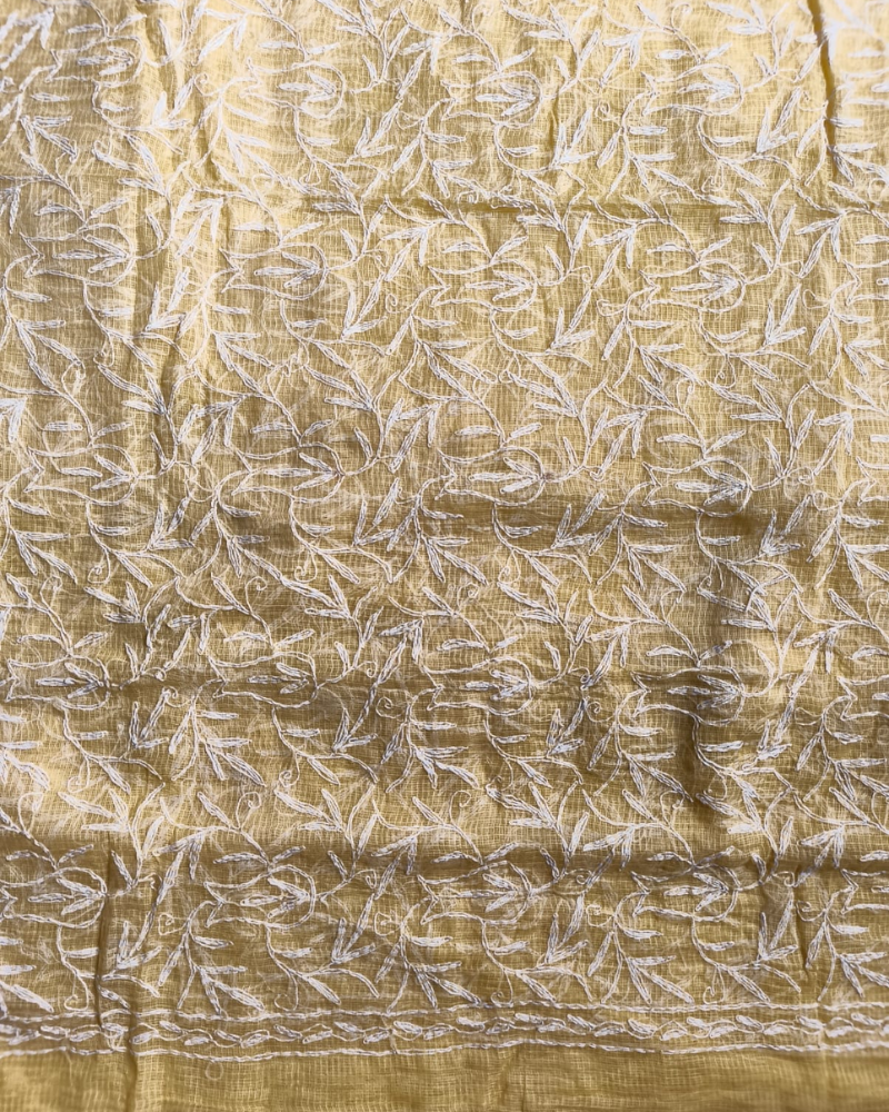 Pastle Orange Chikankari Kota Cotton