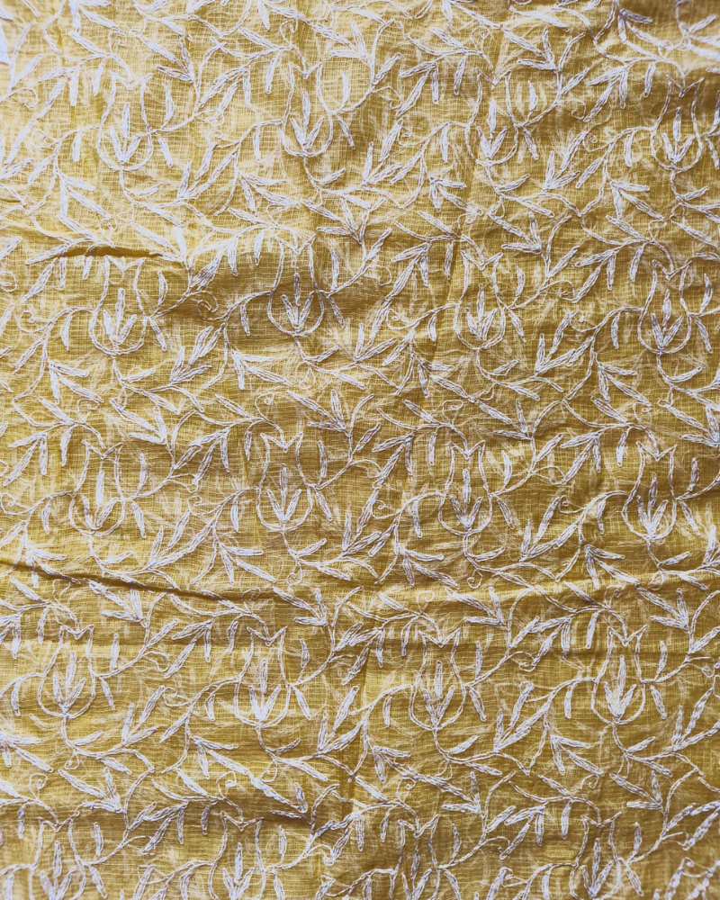 Pastle Orange Chikankari Kota Cotton