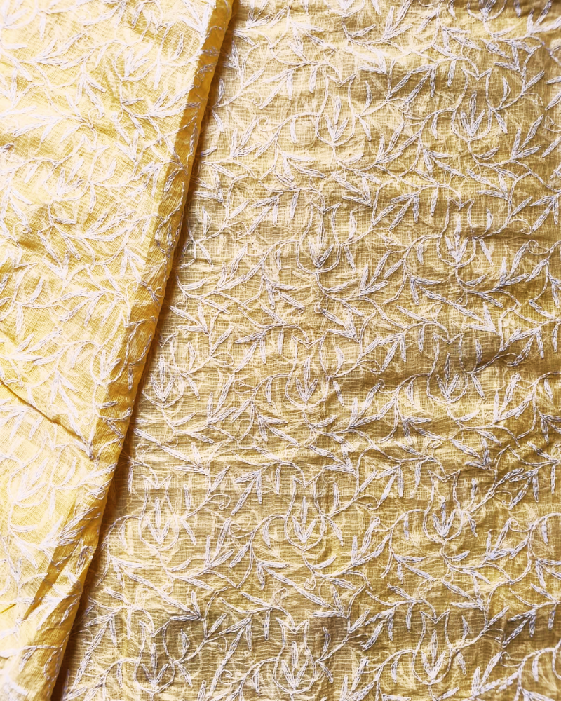 Pastle Orange Chikankari Kota Cotton