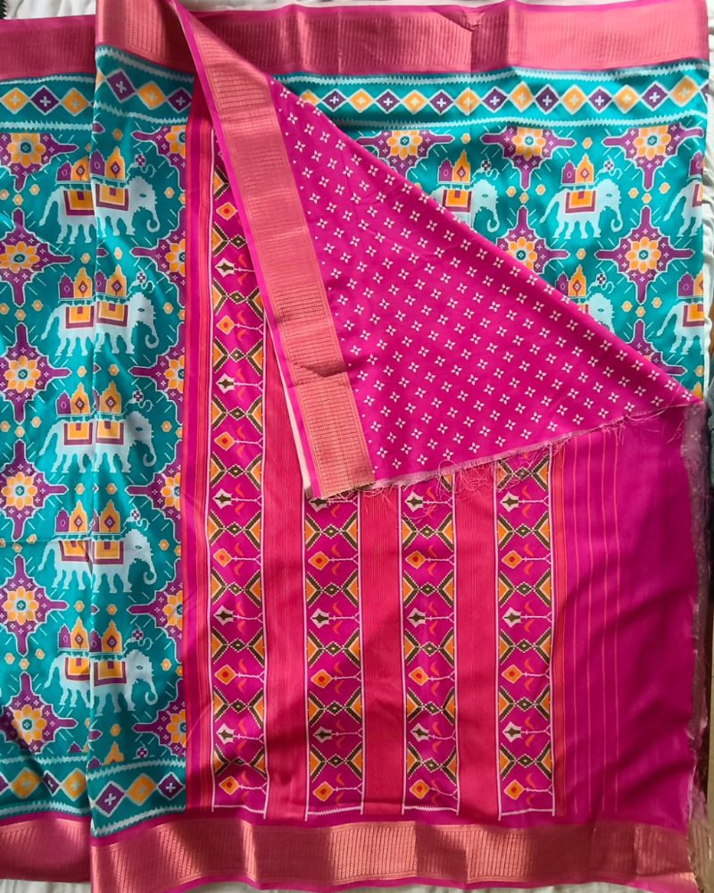 Light Blue Patola Pattern Art silk