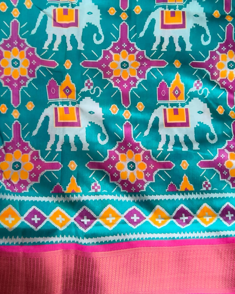 Light Blue Patola Pattern Art silk