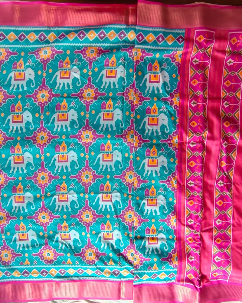 Light Blue Patola Pattern Art silk