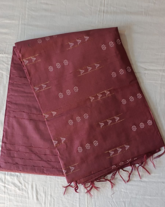 Wine Red Bhagalpur Blended Linen