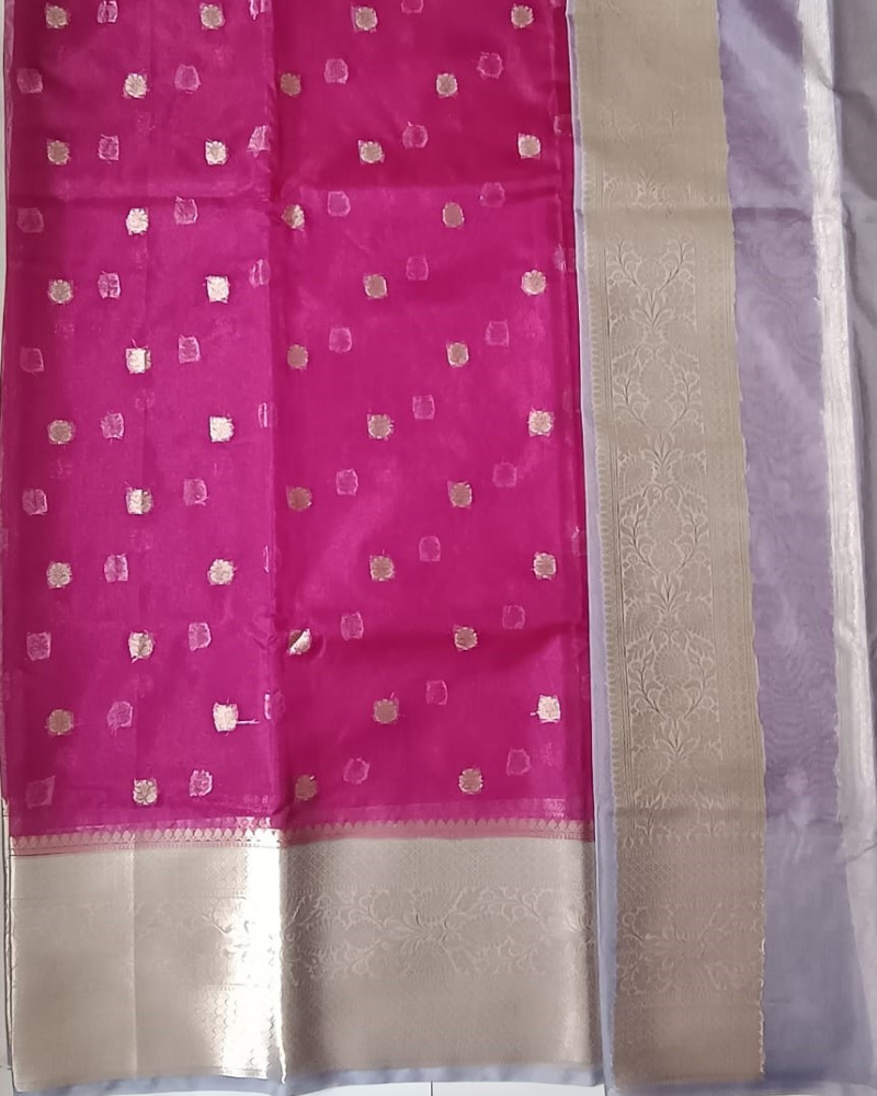 Megenta Banarasi Semi Organza