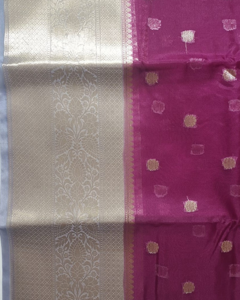 Megenta Banarasi Semi Organza