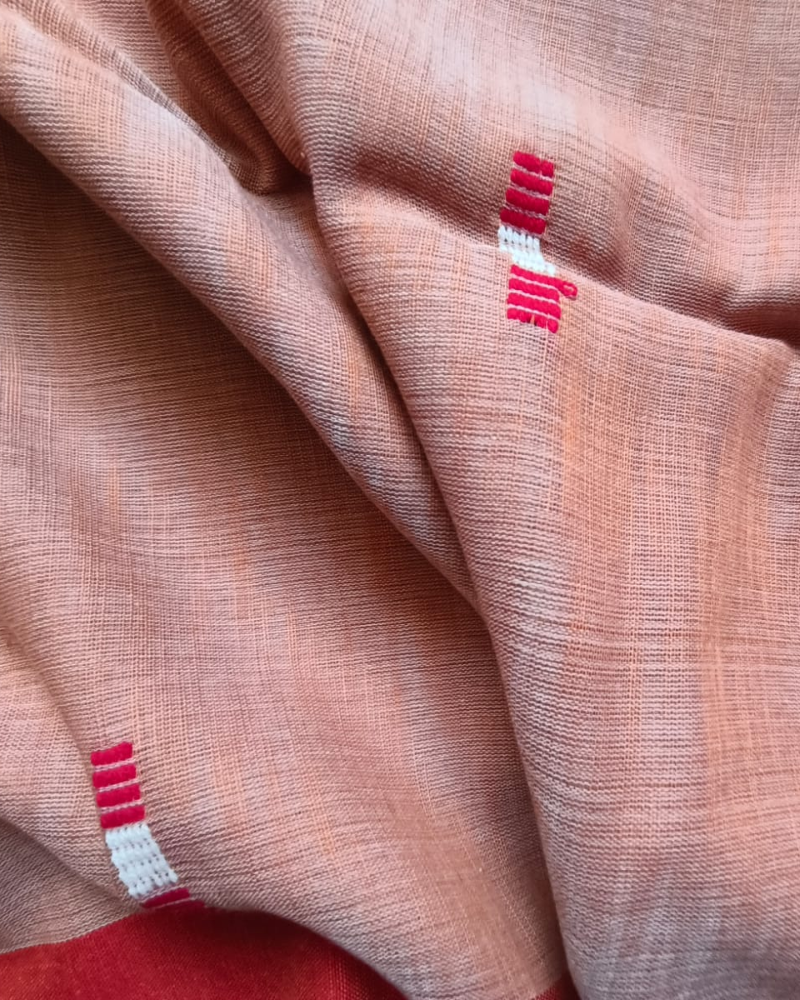 Handloom Light Brown Mul Cotton Saree