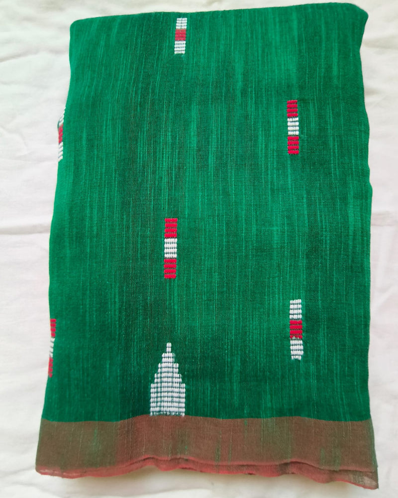 Handloom Green Mul Cotton Saree