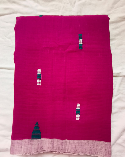 Handloom Hot Pink Mul Cotton Saree