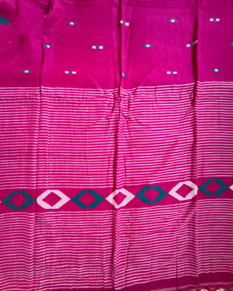 Handloom Hot Pink Mul Cotton Saree