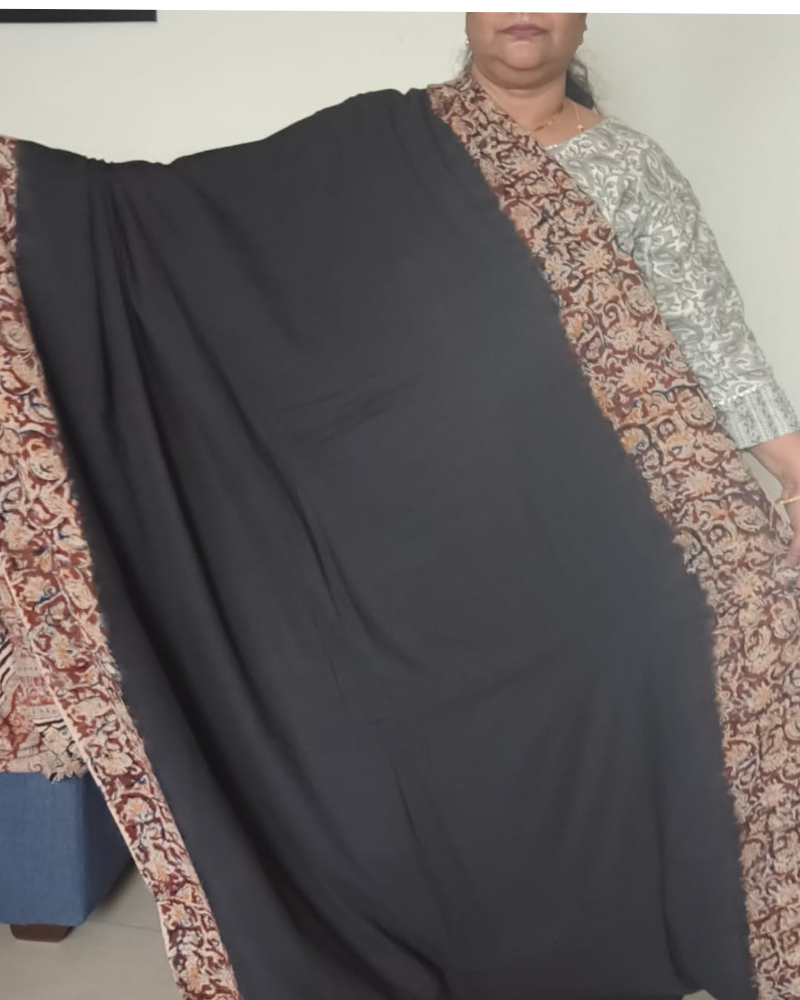 Black Mul cotton saree with Kalamkari Border