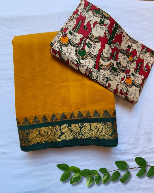 Mustard Yellow Gadwal Handloom Cotton