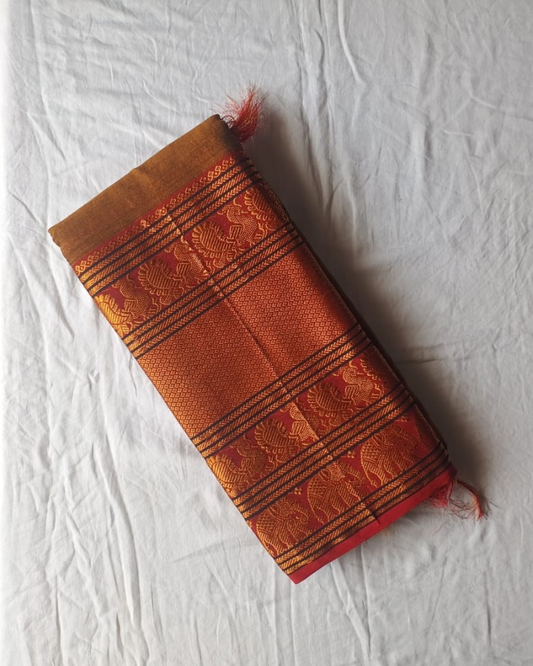 Mustard Narayanpet Handloom Cotton Saree