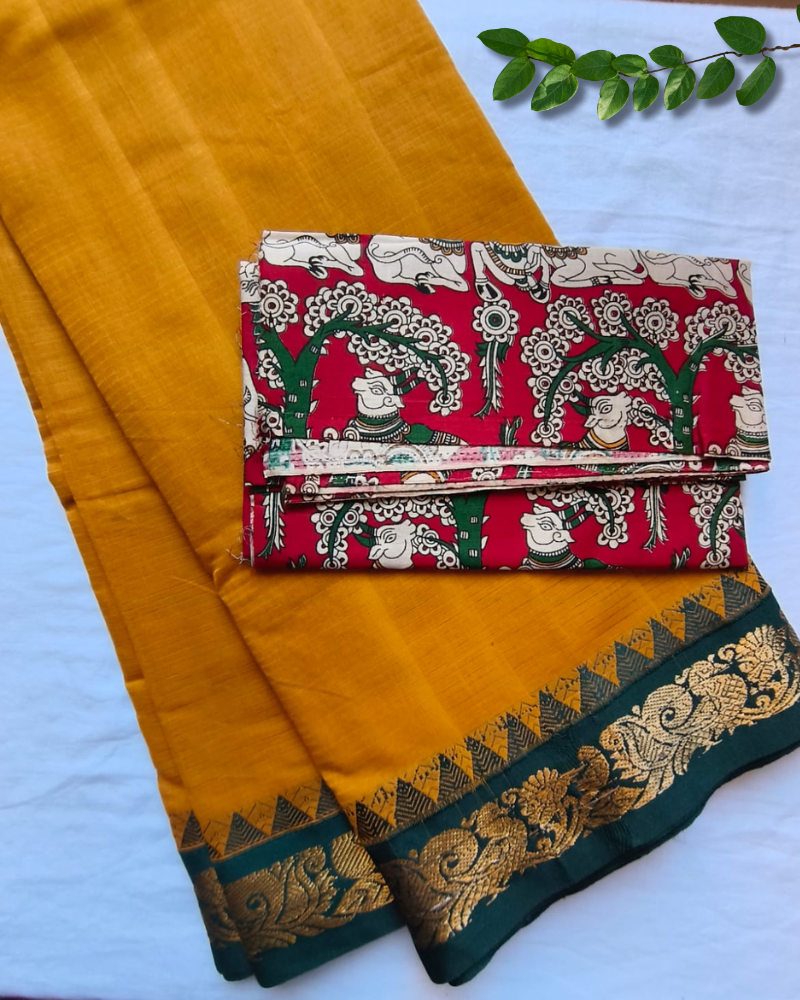 Mustard Yellow Gadwal Handloom Cotton