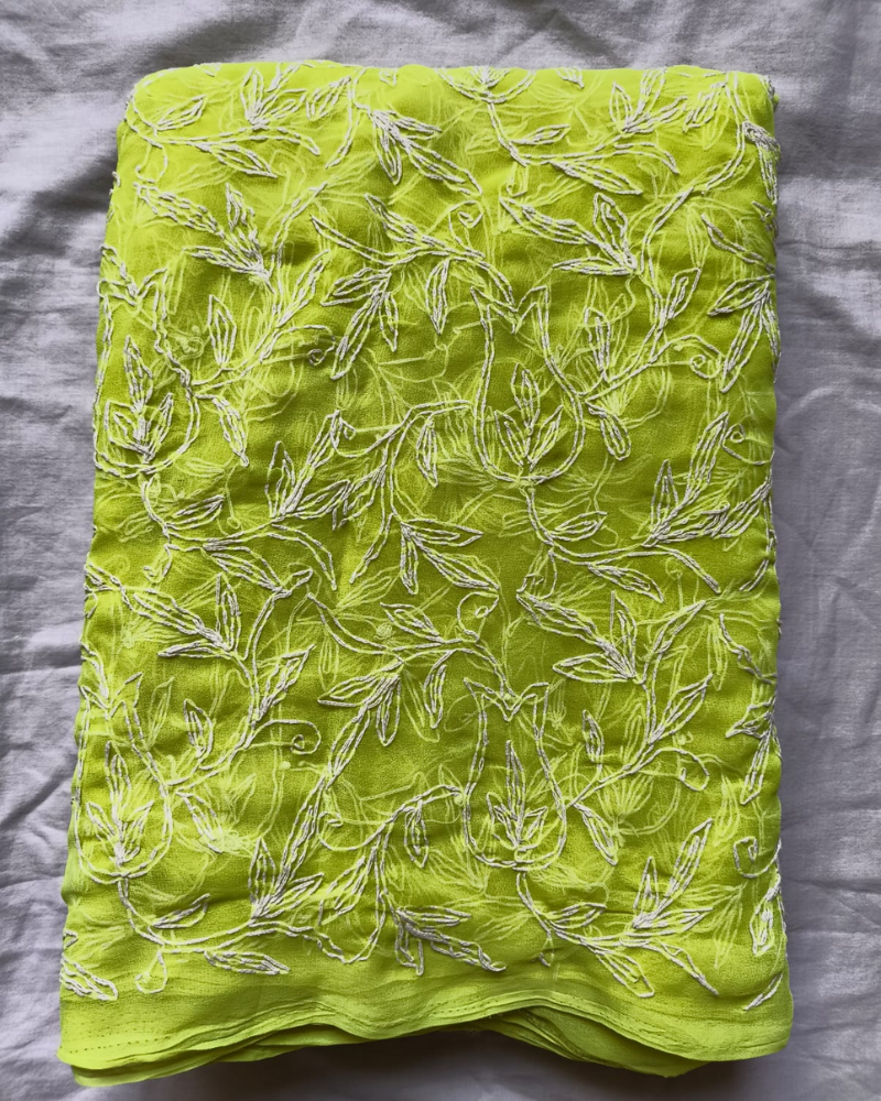 Green georgette Chikankari saree