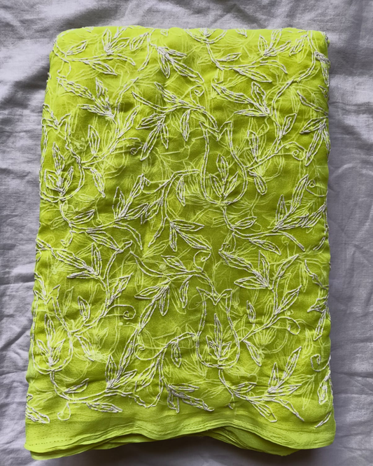 Green georgette Chikankari saree