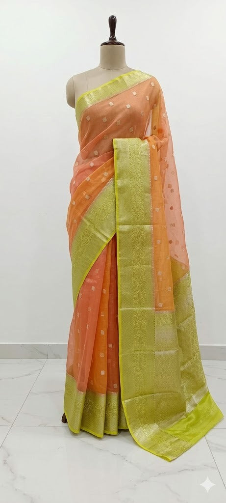 Orange Banarasi Semi Organza