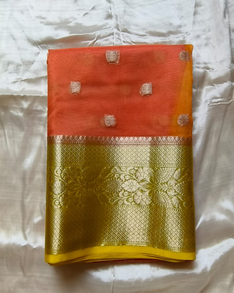 Orange Banarasi Semi Organza